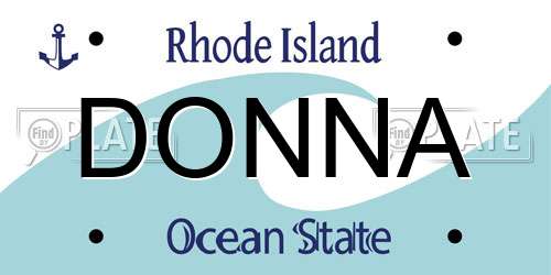 DONNA Rhode Island License Plate