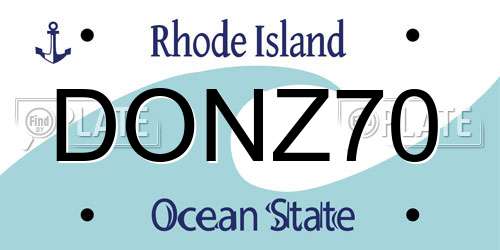 DONZ70 Rhode Island License Plate
