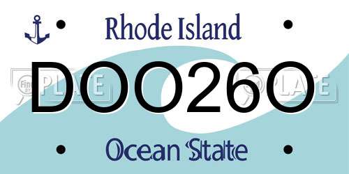 DOO26O Rhode Island License Plate
