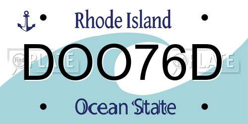 DOO76D Rhode Island License Plate