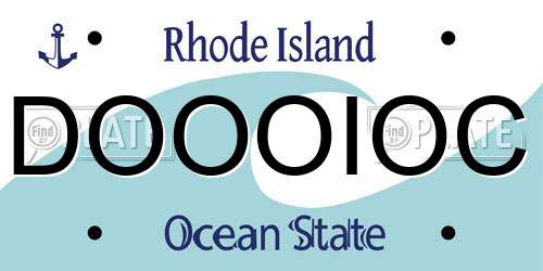DOOOIOC Rhode Island License Plate