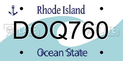 DOQ760 Rhode Island License Plate