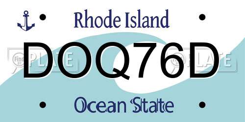 DOQ76D Rhode Island License Plate