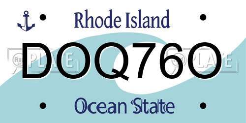 DOQ76O Rhode Island License Plate