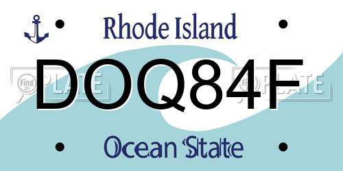 DOQ84F Rhode Island License Plate