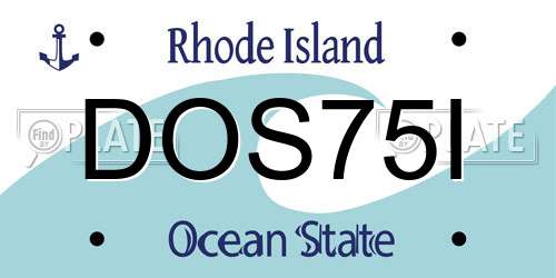 DOS75I Rhode Island License Plate