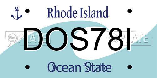 DOS78I Rhode Island License Plate
