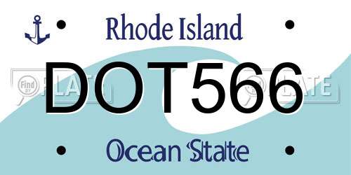 DOT566 Rhode Island License Plate