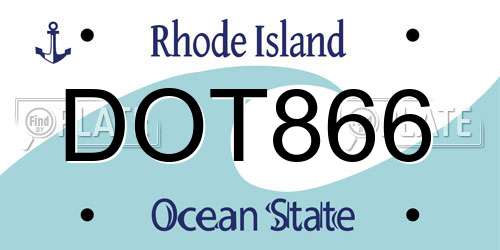 DOT866 Rhode Island License Plate