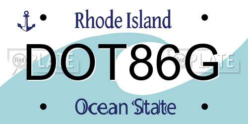 DOT86G Rhode Island License Plate