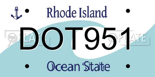 DOT951 Rhode Island License Plate