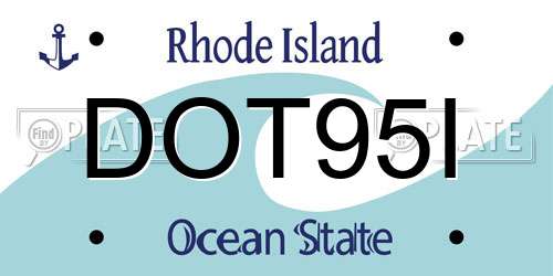 DOT95I Rhode Island License Plate