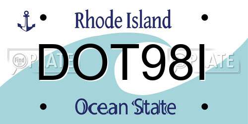 DOT98I Rhode Island License Plate