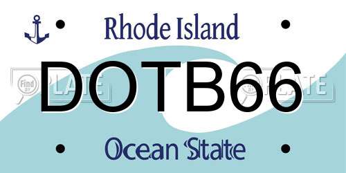DOTB66 Rhode Island License Plate