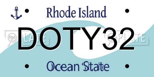 DOTY32 Rhode Island License Plate