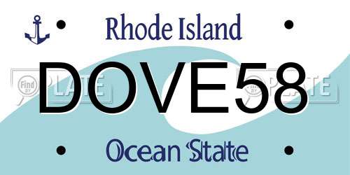 DOVE58 Rhode Island License Plate