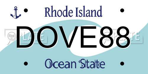 DOVE88 Rhode Island License Plate