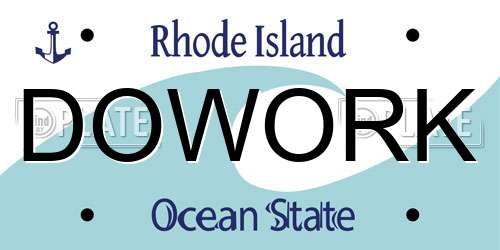 DOWORK Rhode Island License Plate
