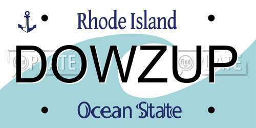 DOWZUP Rhode Island License Plate
