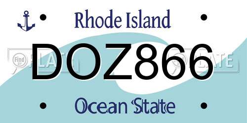 DOZ866 Rhode Island License Plate