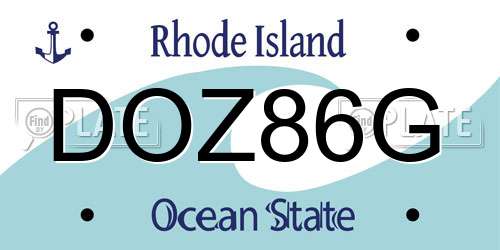 DOZ86G Rhode Island License Plate