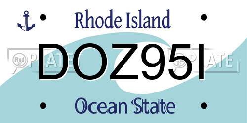 DOZ95I Rhode Island License Plate
