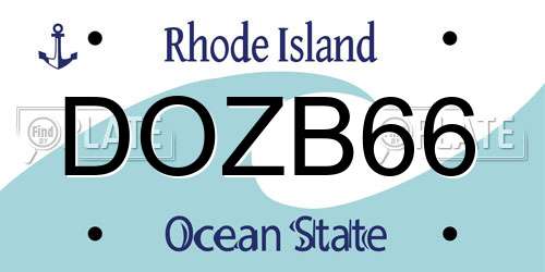 DOZB66 Rhode Island License Plate