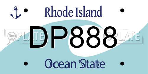 DP888 Rhode Island License Plate