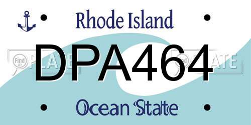 DPA464 Rhode Island License Plate
