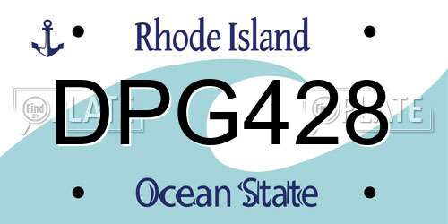 DPG428 Rhode Island License Plate