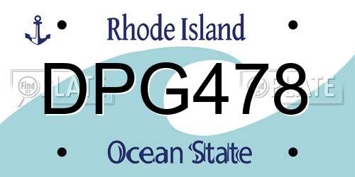 DPG478 Rhode Island License Plate