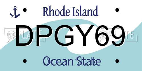 DPGY69 Rhode Island License Plate