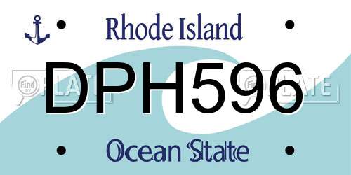 DPH596 Rhode Island License Plate