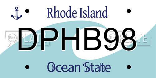 DPHB98 Rhode Island License Plate