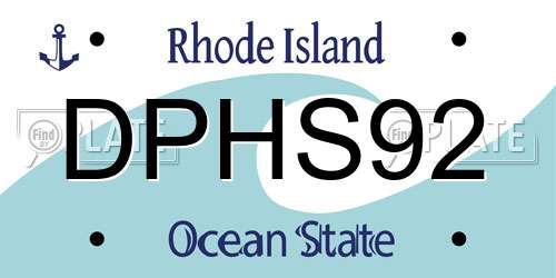 DPHS92 Rhode Island License Plate