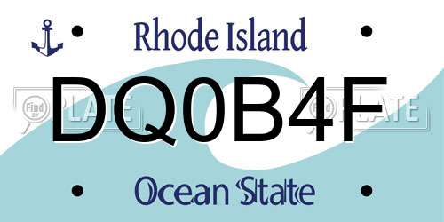 DQ0B4F Rhode Island License Plate