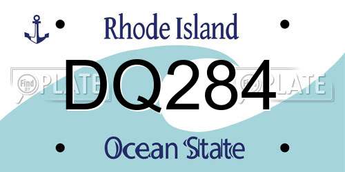 DQ284 Rhode Island License Plate