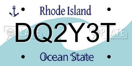 DQ2Y3T Rhode Island License Plate