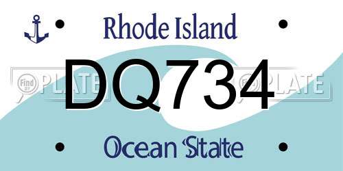 DQ734 Rhode Island License Plate