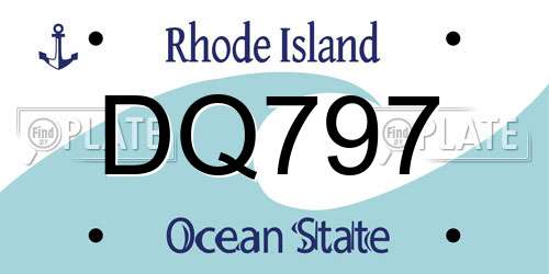 DQ797 Rhode Island License Plate
