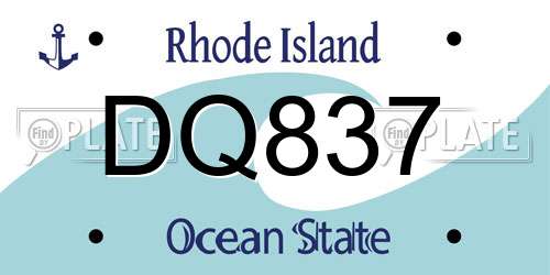 DQ837 Rhode Island License Plate