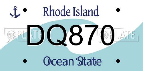 DQ870 Rhode Island License Plate