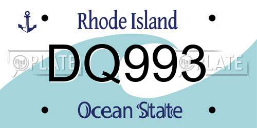 DQ993 Rhode Island License Plate