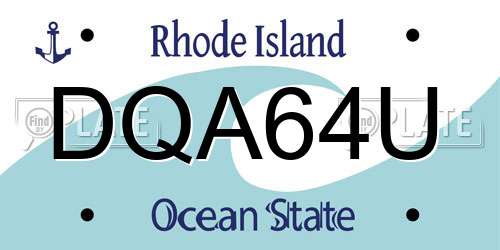 DQA64U Rhode Island License Plate