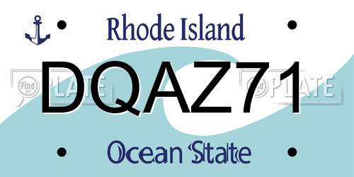 DQAZ71 Rhode Island License Plate