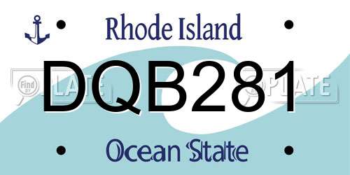 DQB281 Rhode Island License Plate
