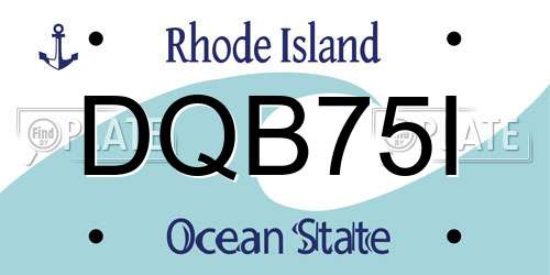 DQB75I Rhode Island License Plate