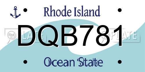 DQB781 Rhode Island License Plate