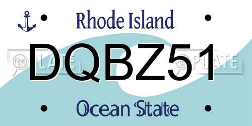 DQBZ51 Rhode Island License Plate
