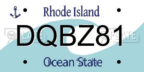 DQBZ81 Rhode Island License Plate